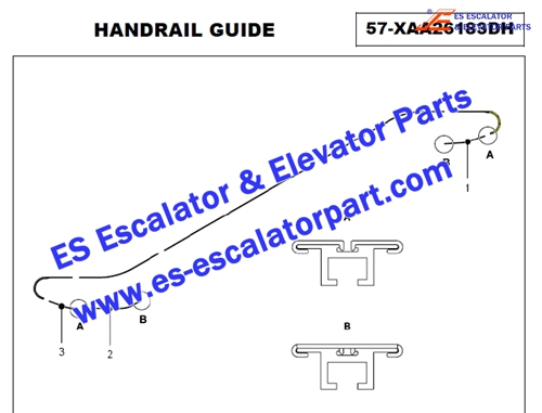 Xizi Otis XO-508 curved XAA402TW24 Return side handrail guide track Xizi Otis XO-508 curved XAA402TW24 Return side handrail guide track