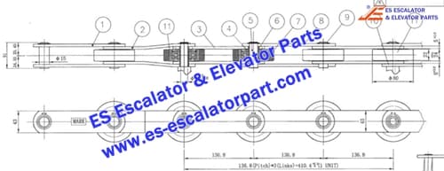 Escalator Parts Step Chain 136.8