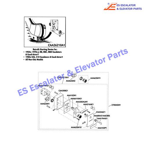 AAA102P1 Escalator Keyswitches Parts Label, Black Background without Lettering Use For OTIS