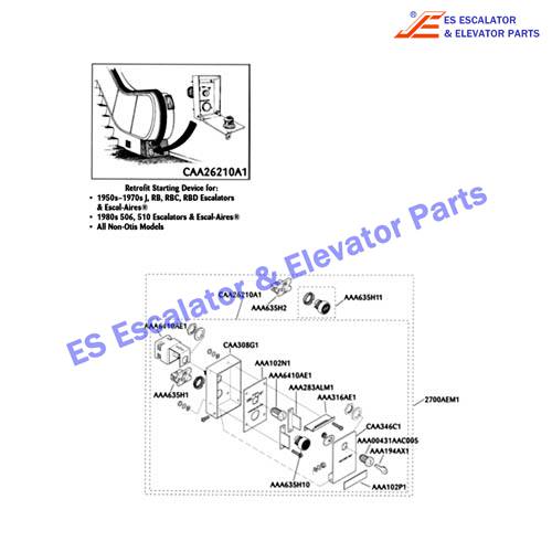 AAA102N1 Keyswitches Label, Black Background with White Lettering Use For OTIS