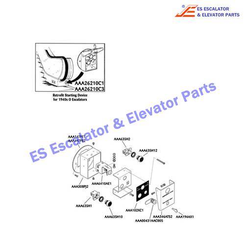 AAA635H12 Escalator Keyswitches Parts Head, Operator, Red, Button, Marked STOP Use For OTIS