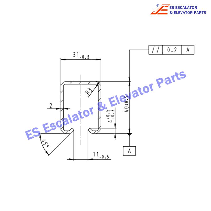 DEE0075174 Escalator Guide Rail Track Profile 6M Use For Kone
