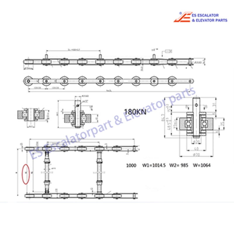 ES-KOYO0392 Escalator Step chain P=133.33mm Use For Koyo