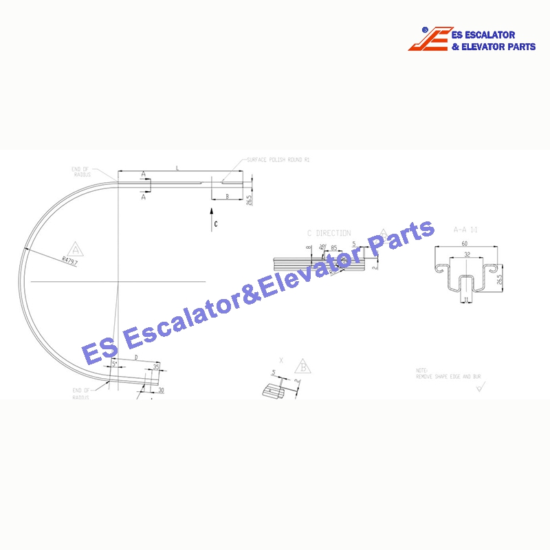 KM5323989G13 Escalator Handrail Guide HR Guide Profile H-1100 SST431 Use For Kone
