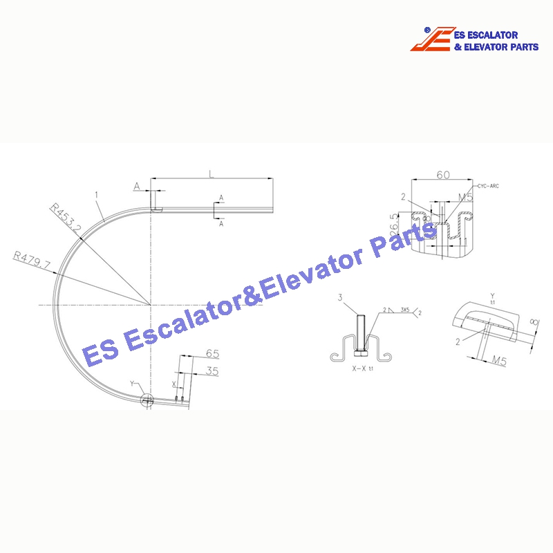 KM5323989G09 Escalator Handrail Guide HR Guide Profile H-1100 SST430 Use For Kone