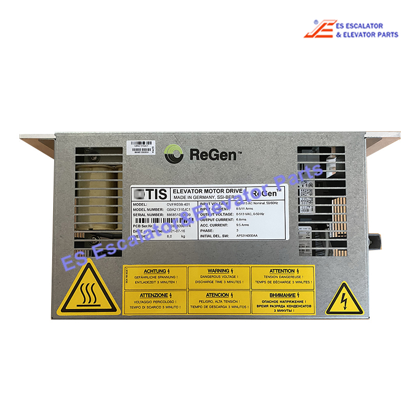 GBA21310JC10 Elevator Inverter OVFR03B-401 Input:380/415AC 50/60HZ .5/11A Output:0-513 VAC 0-50HZ 6A 3Phase Use For Otis