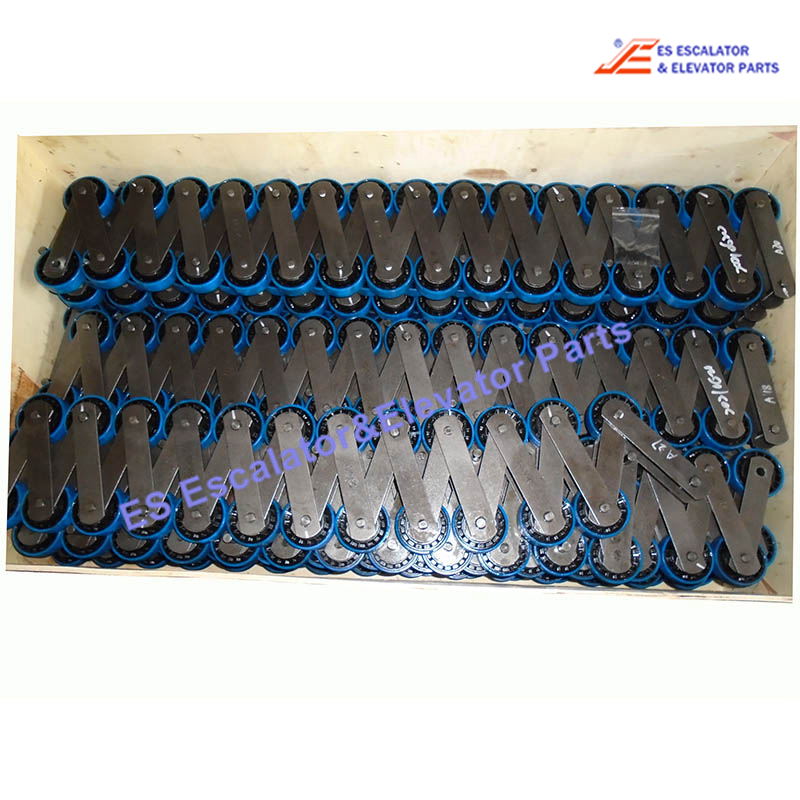 XAA332CJ5 Elevator 508-XO Step Chain   For 12 Steps    36 Links Left+36 Links Pight Pins D=12.7mmroller 76x22mm With 2 Bushing And 1 Bearing 6203 Outer Plates 4x26mm/Inner Plates 3x35mm 70KN Use For Otis
