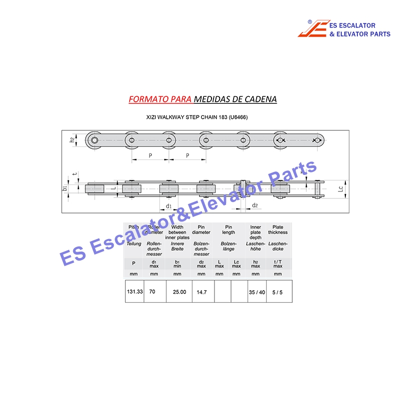 U6466OtisStepChain Escalator Step Chain 183 P=131.33mm Use For Otis