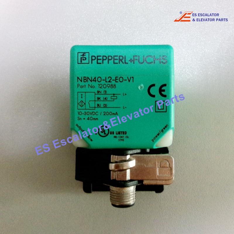 NBN40-L2-E0-V1 Escalator Inductive Sensor  40 mm Non-flush 3-wire DC Operating Voltage:10 - 30 V DC Switching Frequency:0 - 100 Hz Use For Pepperl+Fuchs
