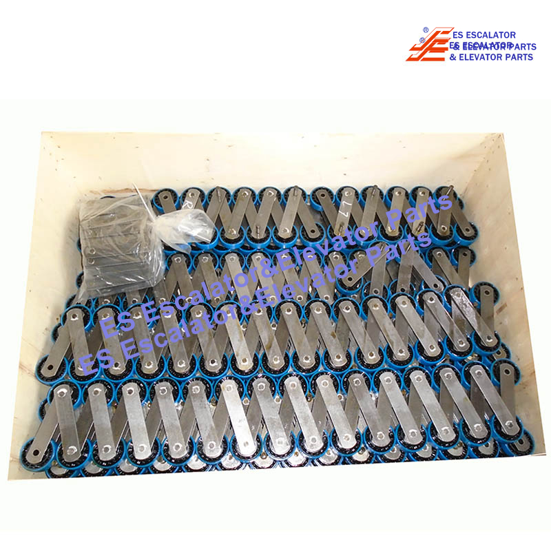 XAA332CJ11 Escalator Step Chain  Reinforced Complete Without Axles For 12 Steps 36 Links Left+36 Links Right+12pcs PIN Main d=15mm Slave d=12.7mm Roller 76x22mm With Roller Bearing 6203-2RS In Axles And Bushings In Others  Bearings Pin-roller 6204 / 2 Slave-rollers Bushings Outer 30x5/Inner 35x5 Plates 90KN Use For Otis