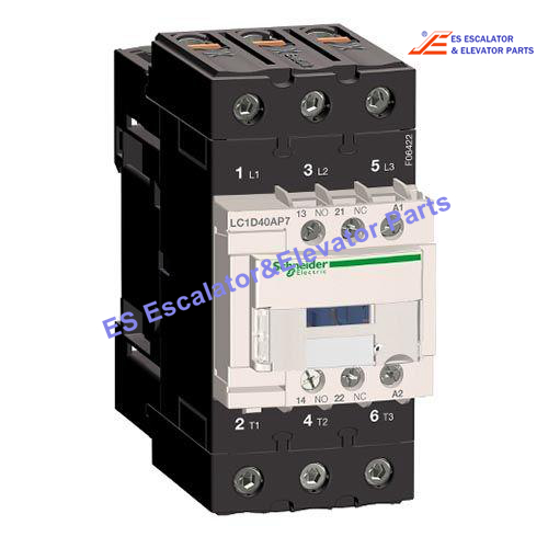 LC1D40AP7 Elevator IEC Contactor TeSys D Nonreversing 40A 30HP At 480VAC Up To 100KA SCCR 3 Phase 3 NO 230VAC 50/60Hz Coil Open Use For Schneider