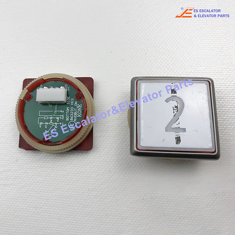 KM863233H03 Elevator Push Button KDS STD Squre Stainless Steel Button White Light Without Braille 3.7x1.6cm Use For Kone