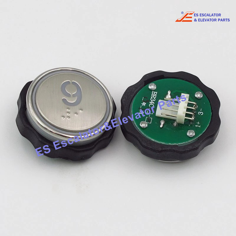 BR34C-B Elevator Push Button Bule Light With Braille Use For Otis