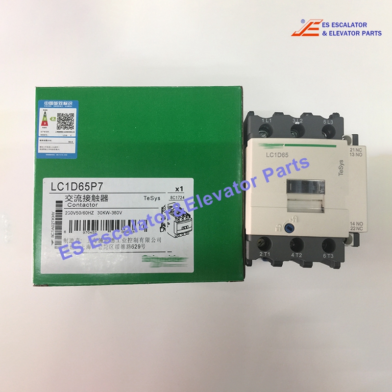 LC1D65P7 Elevator Contactor 3P 600VAC 40AMP 50/60HZ Use For Schneide