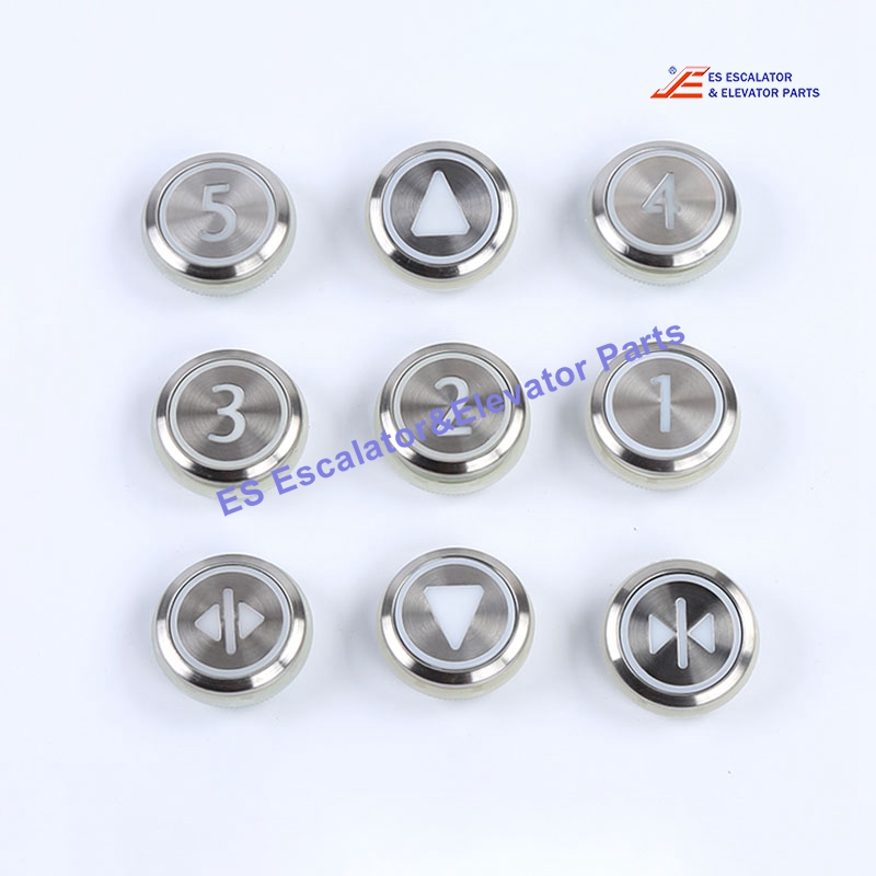 KM863050G005H006 Elevator Push Button KDS Standard Round No Braile Silver Mirror Stainless Steel Button Symbol '6' Color:Red  Use For Kone