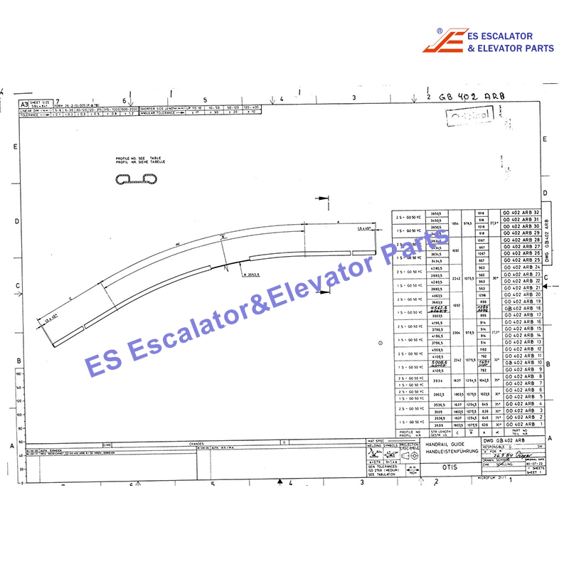 GB402ARC18 Escalator Handrail Guide L=2862mm Use For Otis