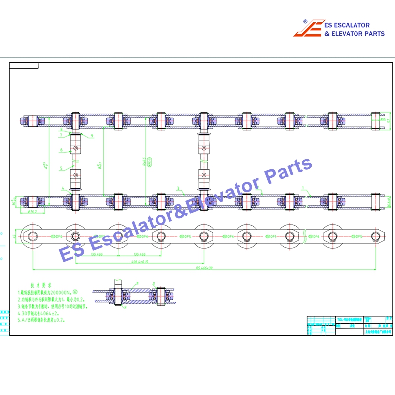 GAA26150AE Escalator Step Chain Use For OTIS