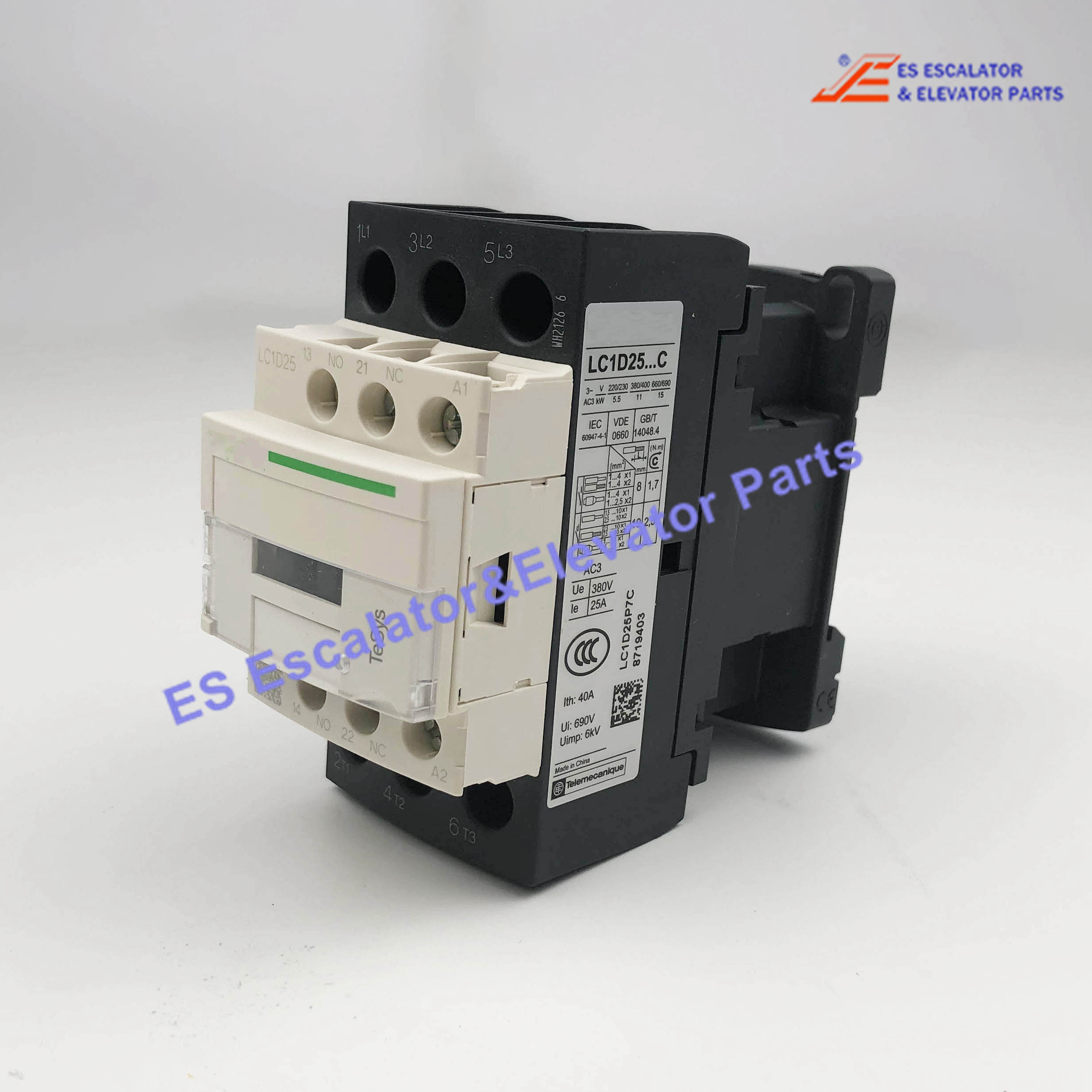 LC1D25 Elevator Auxiliary Contact Block Electric Contactor 230V 50/60HZ Use For Schindler