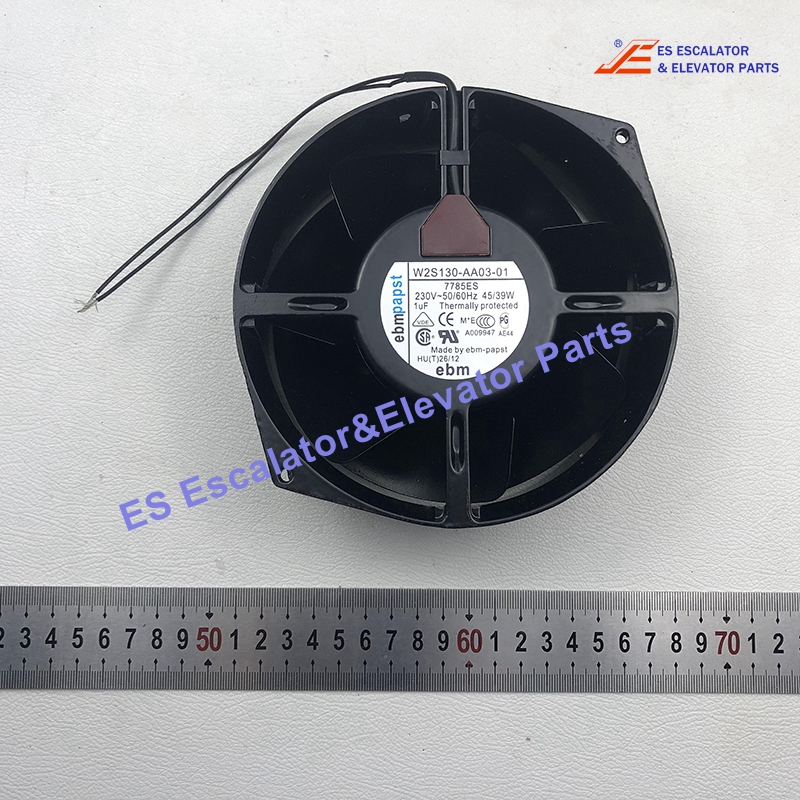 W2S130-AA03-01 Elevator Fan AC Axial 230VAC Ø150x55mm 350m3/h 53dBA Ball Bearing Use For Kone
