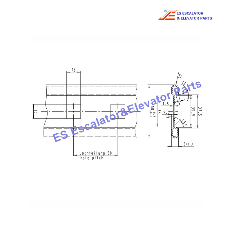 DEE3670312 Escalator Handrail Guide Profile 3689852 6000LG-FEP02G-Z275NA-C Use For Kone
