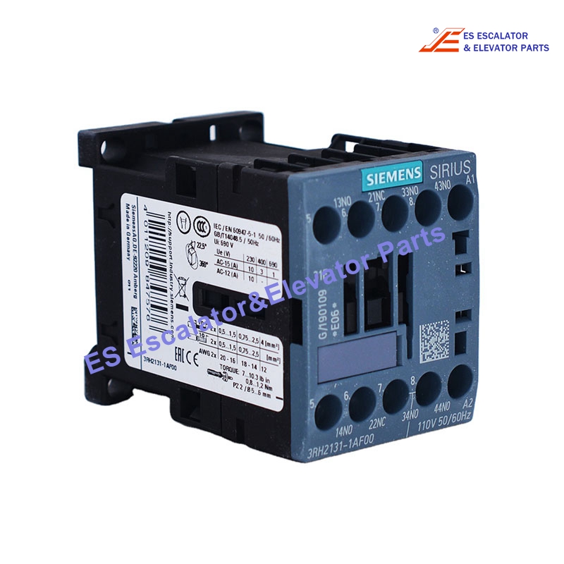 3RH2131-1AF00 Elevator Contactor Relay 3NO+1NC 110VAC 50/60HZ Size S00 Use For Siemens