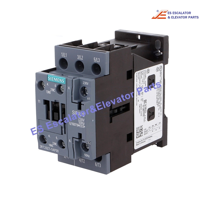 3RT2027-1AP00 Elevator Power Contactor AC-3 32A 15KW/400V 1NO+1NC 230VAC 50HZ 3-Pole Use For Siemens