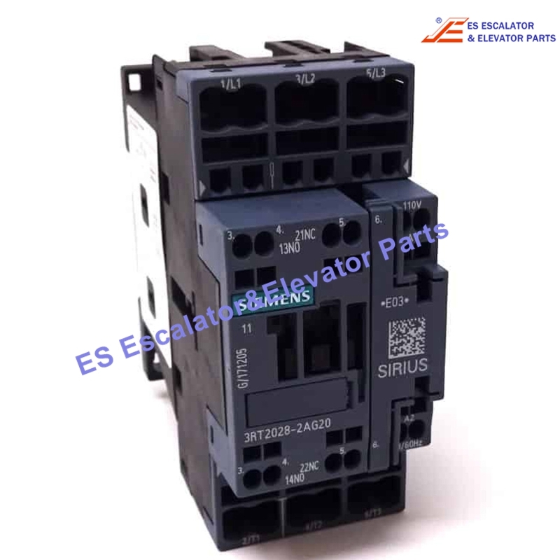 3RT2028-2AG20 Elevator Power Contactor AC-3 18.5 kW / 400 V 1 NO + 1 NC 110 V AC 50 / 60 Hz Use For Siemens