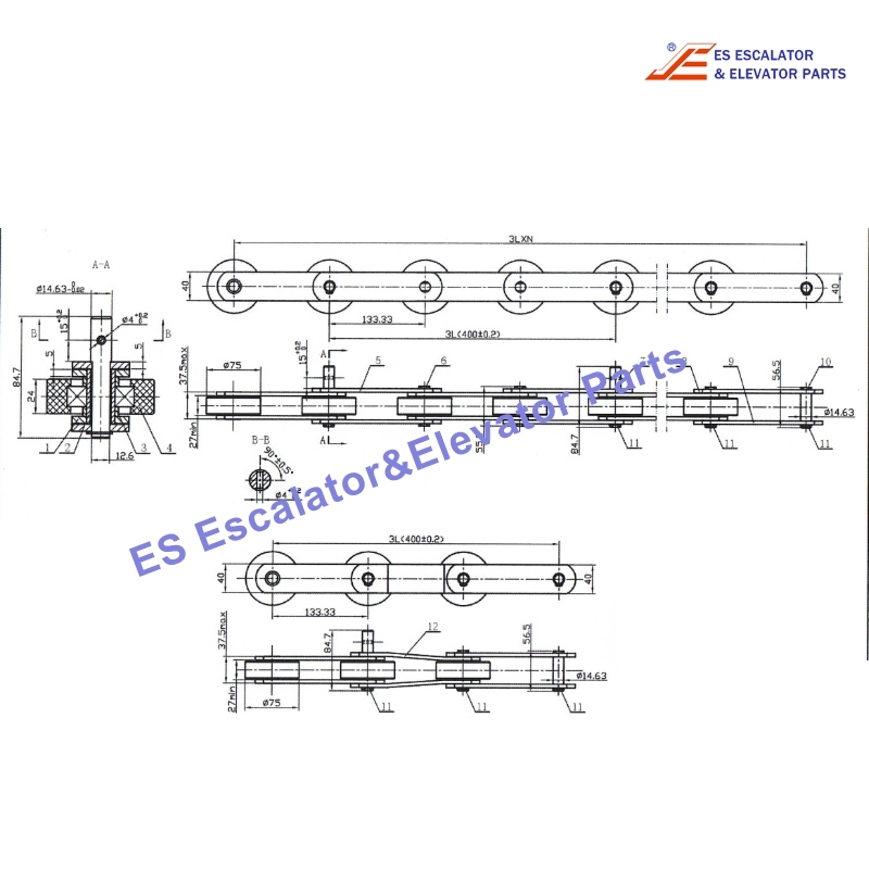 TL1335a Escalator Step Chain Use For SSL